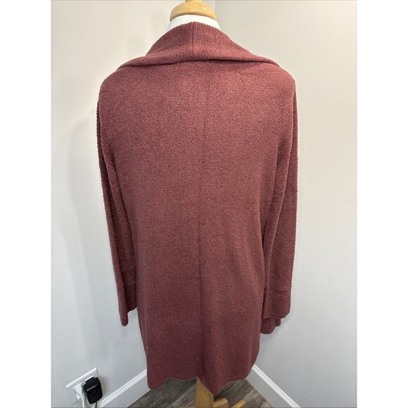 Barefoot Dreams Cozy Chic Rose Burgundy Open Front Cardigan Soft Knit M - Picture 4 of 15